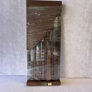 FORGECRAFT HangingWood KnifeDisplay Holder With Set Of Knifes & Large Meat Fork
